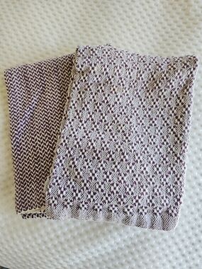 Purple and White Hand Woven Kitchen Dish Towels - Set of 2